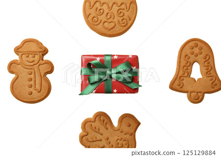 PNG, Christmas cookies, a set of cookies of different shapes, isolated on a white background. PNG, Christmas cookies, a set of cookies of different shapes, isolated on a white background. 125129884
