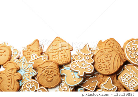 PNG, Christmas cookies, a set of cookies of different shapes, isolated on a white background. PNG, Christmas cookies, a set of cookies of different shapes, isolated on a white background. 125129885
