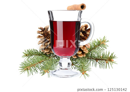 PNG, Mulled wine, drink in a glass with ingredients, isolated on white background 125130142