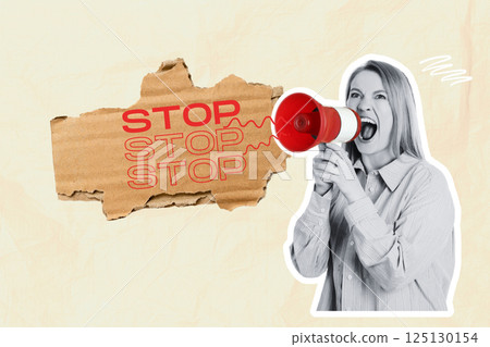 Creative design, a girl with a horn, on a bright background. 125130154