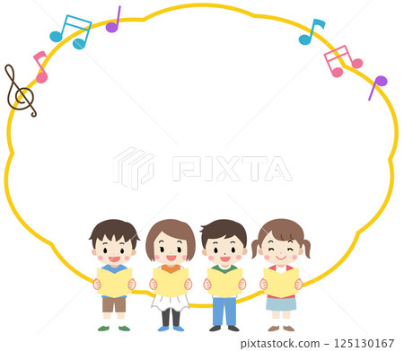 Singing kids and speech bubbles illustration 125130167
