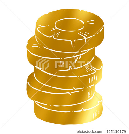 金色色調重疊菠蘿片的插圖素材 金色色調重疊菠蘿片的插圖素材 125130179