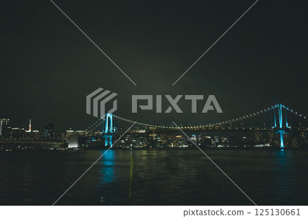rainbow bridge, night scape, night scene 125130661
