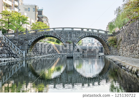 Nagasaki City, Nagasaki Prefecture: A popular tourist attraction, the nationally designated important cultural property, Meganebashi Bridge Nagasaki City, Nagasaki Prefecture: A popular tourist attraction, the nationally designated important cultural property, Meganebashi Bridge 125130722