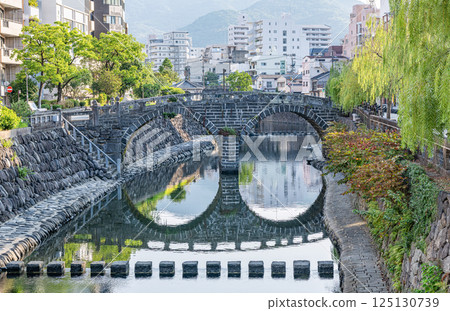 Nagasaki City, Nagasaki Prefecture: A popular tourist attraction, the nationally designated important cultural property, Meganebashi Bridge 125130739