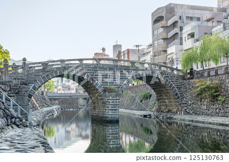 Nagasaki City, Nagasaki Prefecture: A popular tourist attraction, the nationally designated important cultural property, Meganebashi Bridge Nagasaki City, Nagasaki Prefecture: A popular tourist attraction, the nationally designated important cultural property, Meganebashi Bridge 125130763