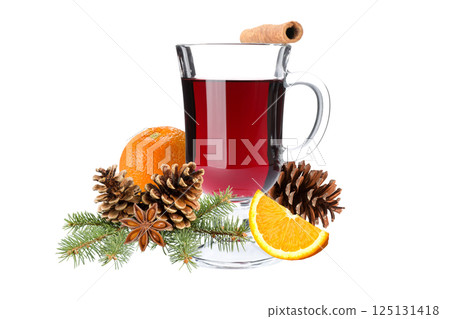 PNG, Mulled wine, drink in a glass with ingredients, isolated on white background PNG, Mulled wine, drink in a glass with ingredients, isolated on white background 125131418