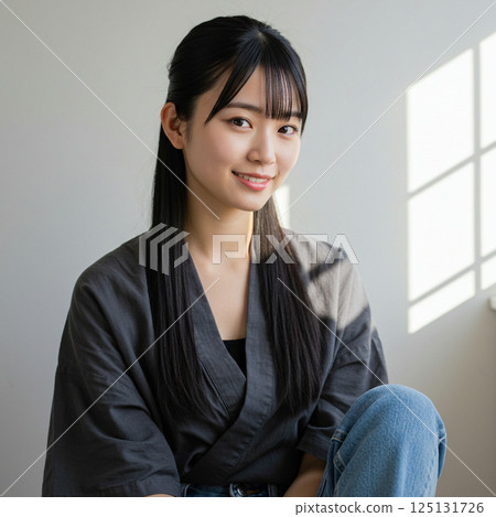 一個女人坐在窗邊 125131726