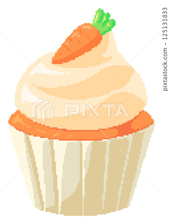 Carrot cupcake with carrot cream in pixel art style Carrot cupcake with carrot cream in pixel art style 125131833
