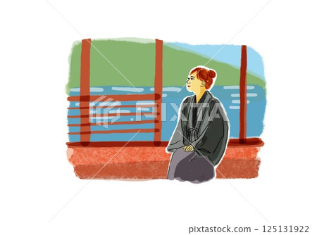 一位女士在溫泉旅館休息 一位女士在溫泉旅館休息 125131922