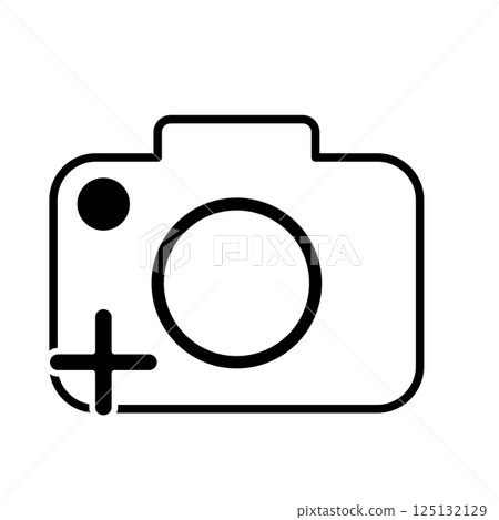 Camera + (plus) icon black and white Camera + (plus) icon black and white 125132129