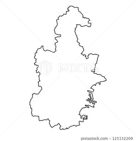 Black Outline Map of Tianjin Municipality China 125132209