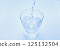 pour cold carbonated water into a glass 125132504