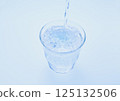 pour cold carbonated water into a glass 125132506