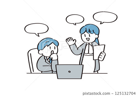 兩個工作的人討論的插圖 兩個工作的人討論的插圖 125132704