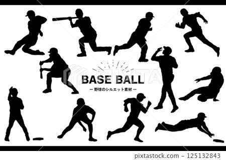 棒球動作剪影素材集 125132843