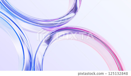 Abstract 3d background wallpaper with glass holographic transparent circle ring pattern. Crystal circular lines with rainbow light gradient, render digital graphic design tech banner. 3D illustration Abstract 3d background wallpaper with glass holographic transparent circle ring pattern. Crystal circular lines with rainbow light gradient, render digital graphic design tech banner. 3D illustration 125132848