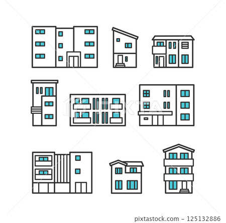 Residential area and streetscape icon illustration 125132886