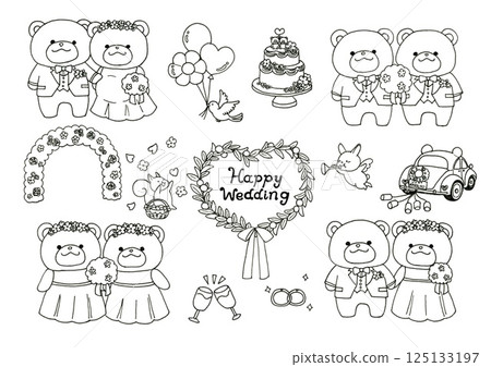快樂熊婚禮（線描） 125133197