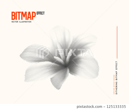 Tropical flower with halftone effect. Exotic jungle leaves for summer jungle vintage retro design. Trendy vector illustration. Tropical flower with halftone effect. Exotic jungle leaves for summer jungle vintage retro design. Trendy vector illustration. 125133335