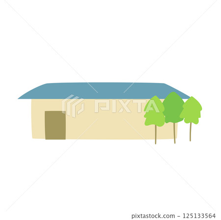 Illustration of a one-story house Illustration of a one-story house 125133564