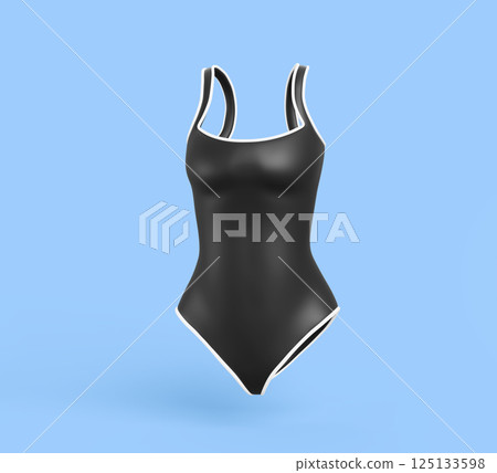 3d women one piece swimsuit mockup. Blank black female bathing clothes, isolated beach wear, summer swim underwear. Fashion swimwear for swimming in sea or pool. Realistic render icon. 3D illustration 3d women one piece swimsuit mockup. Blank black female bathing clothes, isolated beach wear, summer swim underwear. Fashion swimwear for swimming in sea or pool. Realistic render icon. 3D illustration 125133598