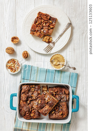 Brioche french toast sweet casserole, top view 125133603
