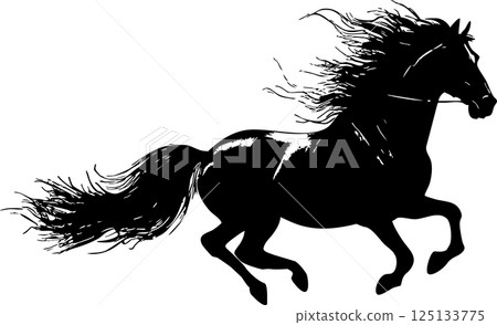 New Year 2026 New Year's card 2026 Horse Horse Zodiac Sumi-e Ink painting Japanese style Silhouette Design Illustration material New Year 2026 New Year's card 2026 Horse Horse Zodiac Sumi-e Ink painting Japanese style Silhouette Design Illustration material 125133775