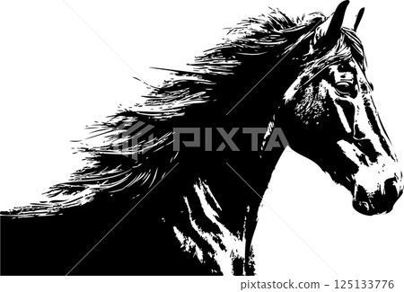 New Year 2026 New Year's card 2026 Horse Horse Zodiac Sumi-e Ink painting Japanese style Silhouette Design Illustration material New Year 2026 New Year's card 2026 Horse Horse Zodiac Sumi-e Ink painting Japanese style Silhouette Design Illustration material 125133776