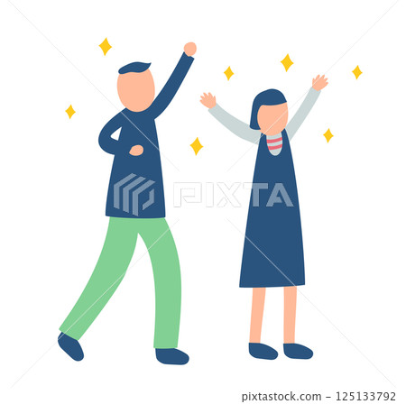 歡欣鼓舞的男人和女人的插圖 125133792