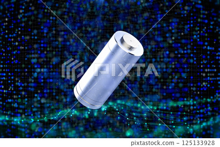 Alkaline and li-ion or rechargeable battery on shiny blue background Alkaline and li-ion or rechargeable battery on shiny blue background 125133928