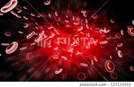 Red blood cells flow in vein 125133938