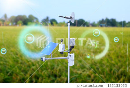 Agriculture technology with weather station with digital graphic interface 125133953