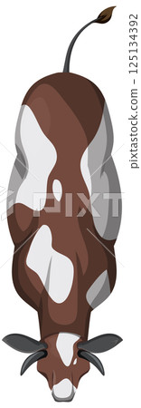 Top-Down View of Grazing Cow 125134392