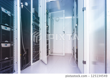 Server room with a row of server racks 125134549