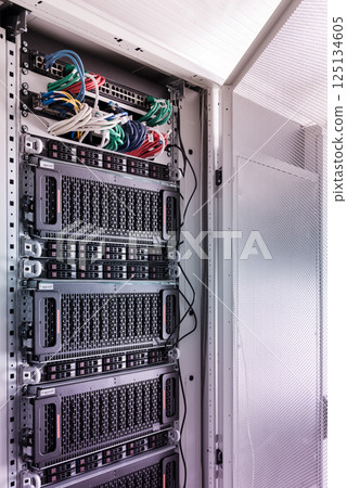 network data center with switch and wires 125134605