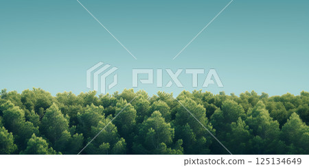 Blue sky and trees: Background with copy space AI generated image 125134649