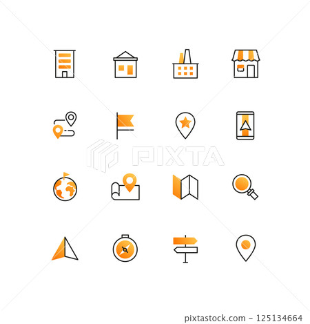 Business and location - line design style icons set Business and location - line design style icons set 125134664