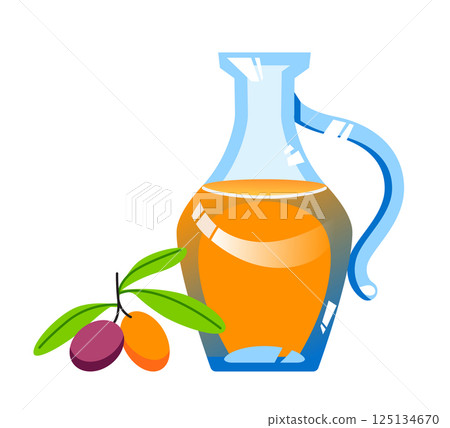 Olive oil - colorful flat design style object 125134670