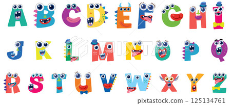 Colorful Monster Alphabet Vector Illustration 125134761