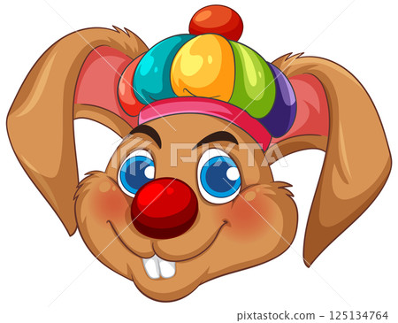 Colorful Cartoon Bunny Clown Illustration 125134764