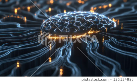 Abstract digital brain neural network. 125134983