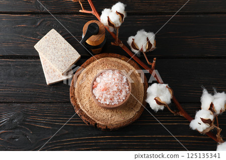Sea salt, concept of relax, spa and self care 125135341