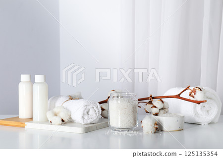 Sea salt, concept of spa and self care 125135354