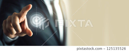 A digital banner featuring a hand pressing a large button, symbolizing an upgrade or technological advancement. digital transformation, technology, and the impact of innovation on business 125135526