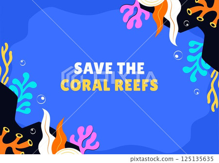 World Reef Day Graphic Template Featuring Underwater Life and Coral Social Media Background 125135635