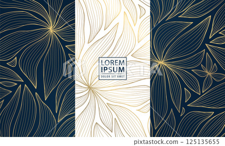 Vector set of gold line leaves, floral luxury royal design, wedding frames, perfume, wine labels. Vintage nature jewelry, soap, beauty product package. Vector set of gold line leaves, floral luxury royal design, wedding frames, perfume, wine labels. Vintage nature jewelry, soap, beauty product package. 125135655