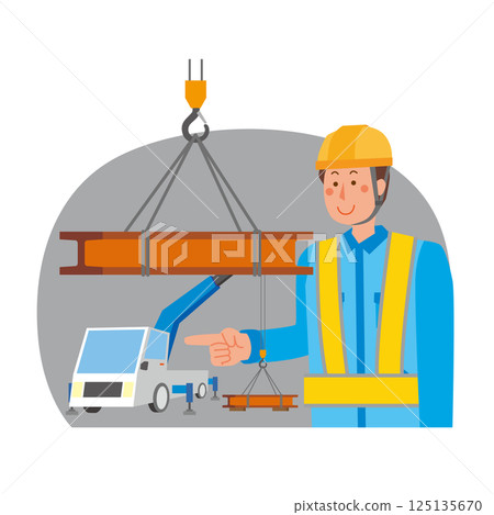 一名男子正在進行吊索工作 一名男子正在進行吊索工作 125135670