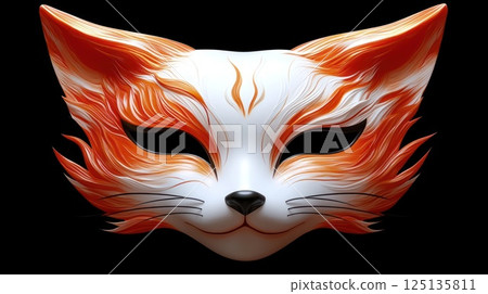 3D Fox Mask, Elegant, Art Deco, Black Background 125135811