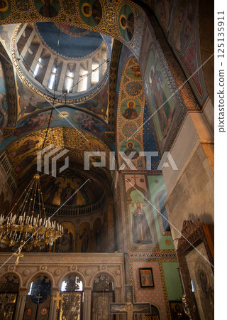 Interior of the Sioni Cathedral of the Dormition, Georgian Orthodox cathedral in historic Old Town of Tbilisi, Georgia 125135911